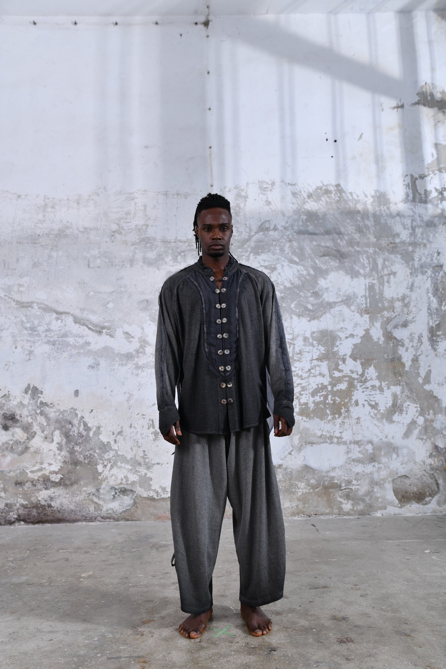 Black Menswear Shirt Boho Men Ceremony Outfit Sustainable