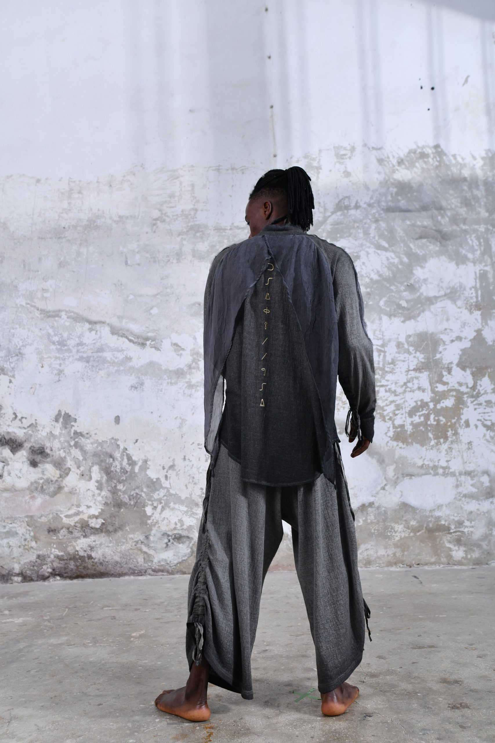 Black Menswear Shirt Boho Men Ceremony Outfit Sustainable