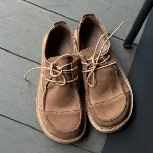 Wide Toe Box Leather Sneakers Handmade Women Suede