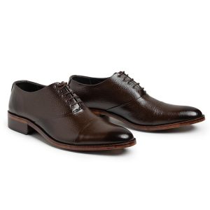 Men's Classic Grained Captoe Oxford Shoes (brown) Bella